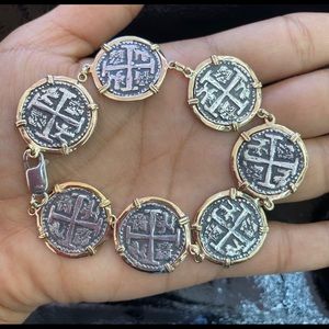 Atocha coin bracelet in 14Kt solid gold bezel